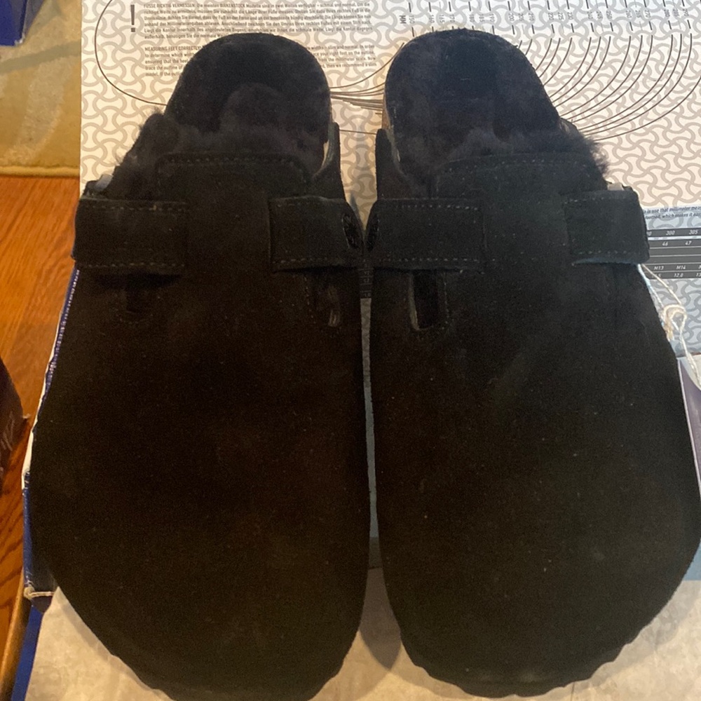 Birkenstock Boston black fur lightly worn size 40